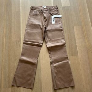 L'agence Kendra High Rise Crop Flare Coated Jeans in Cappuccino